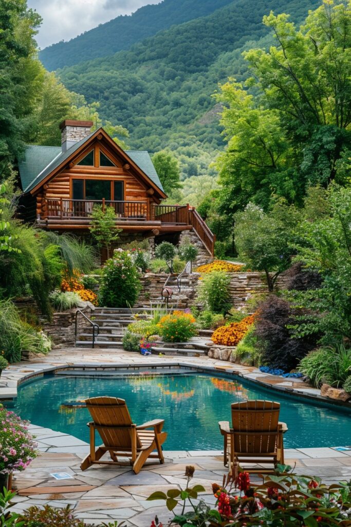 Poolside Mountain Cabin in Harmony with Nature