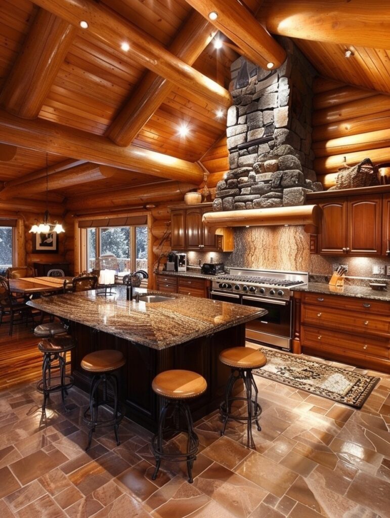 Wooden Mountain Cabin Kitchen Design